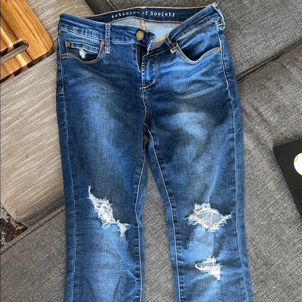 Articles Of Society Women's Distressed Blue Skinny Jeans